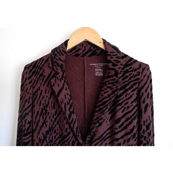 MAJESTIC FILATURES Burnout Animal Print Flocked Fleece Jersey Blazer 1 S $265 - Picture 5 of 10